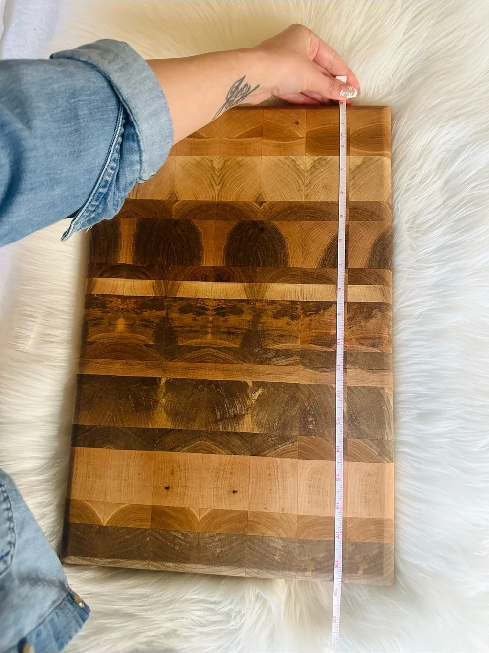 Handmade End Grain maple Wood Cutting Board - Natural Brown Tones
